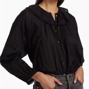 Dôen Jana Cotton Blouse in Black, Size XS
